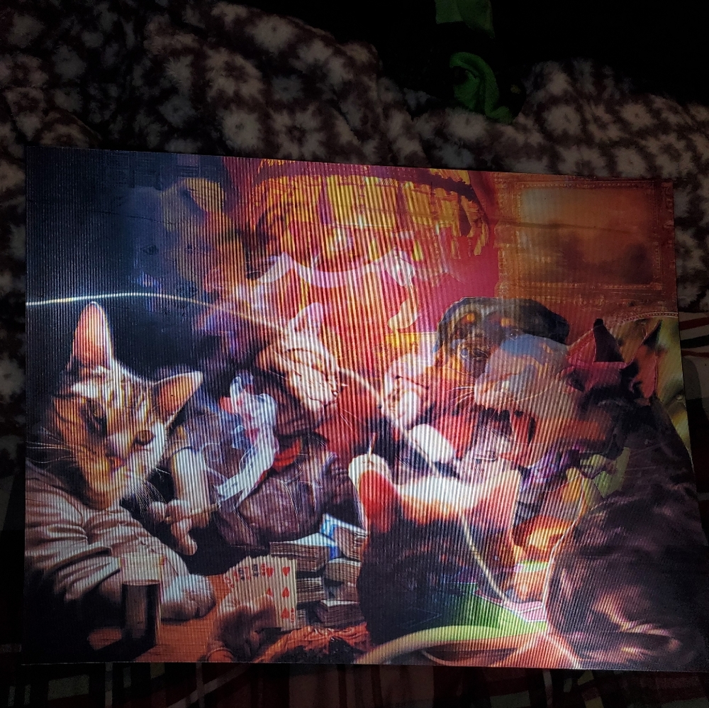5 for $25 | Cats and Dogs Playing Poker Hologram Art Poster